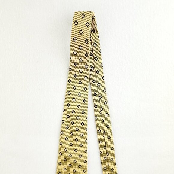 Brooks Brothers Makers Geometric Neck Tie Silk Cotton Textured 60" Gold Made USA - Picture 8 of 12